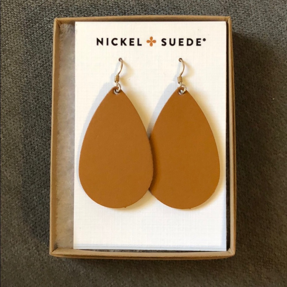 Nickel & Suede London Tan Leather Earrings